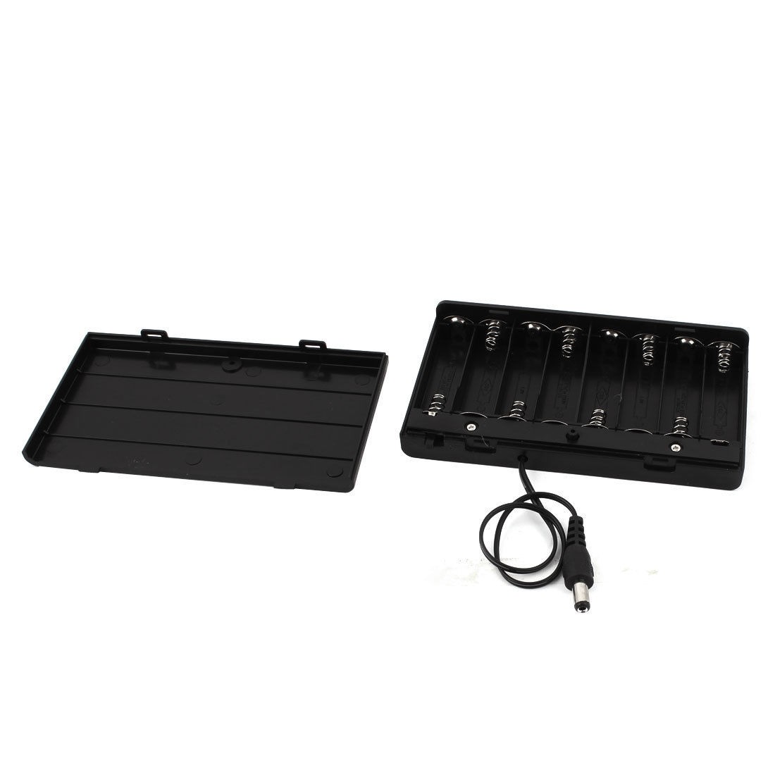 5 5x2 1mm DC Plug on Off 8 x 1 5V AA Battery Case Holder Enclosed Box Black
