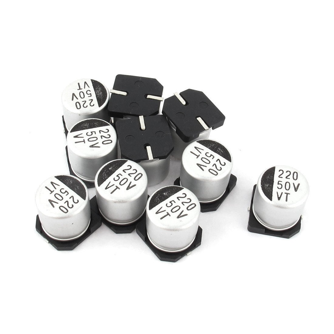 10pcs 220uF 50V SMD Aluminum Electrolytic Capacitors 10mm x 10mm