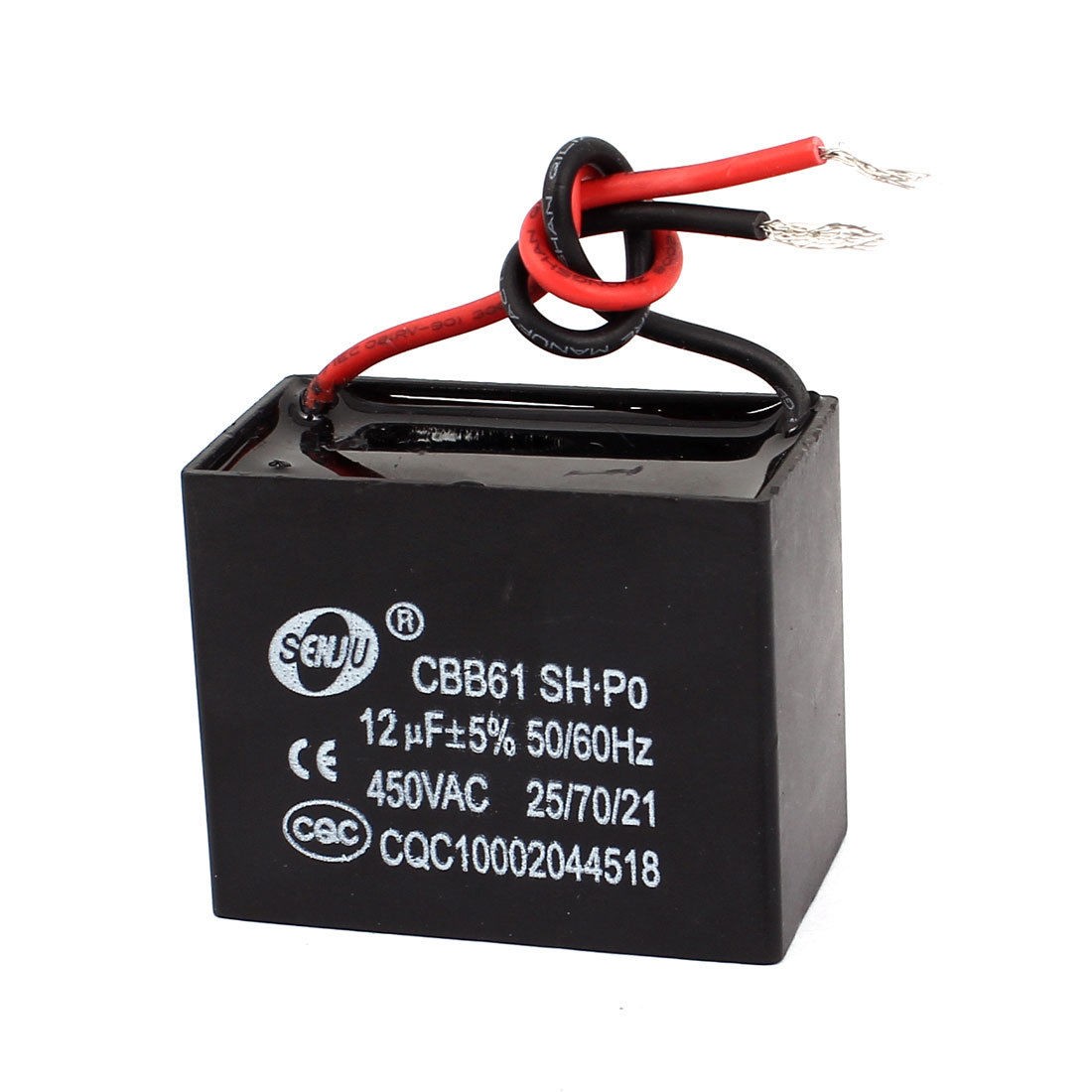 AC 450V 12uF 5 2 Wire Leads Ceiling Fan Motor Running Capacitor CBB61