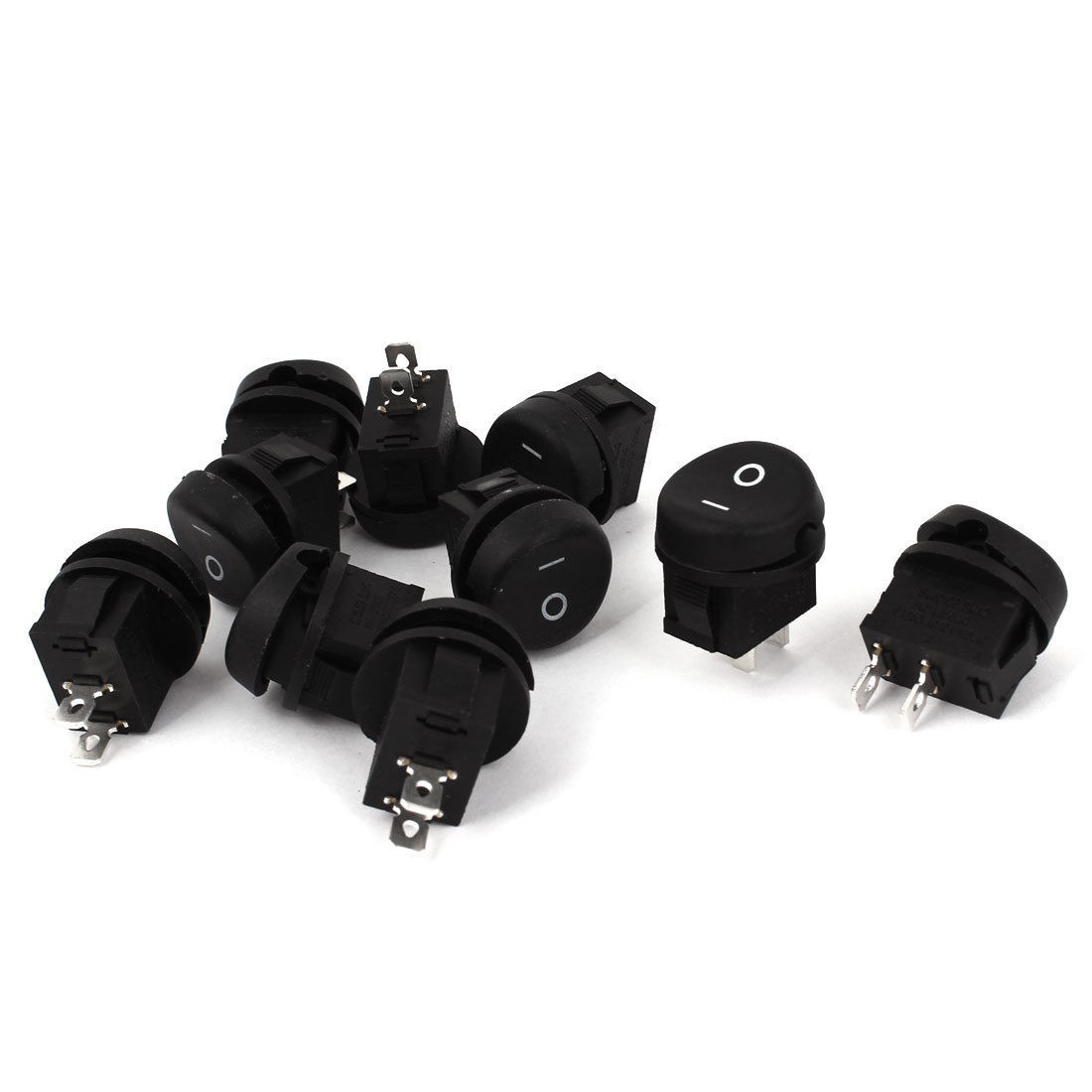AC 250V 6A 125V 10A 2 Pins SPST on Off 2 Positions Rocker Switch Black 10pcs