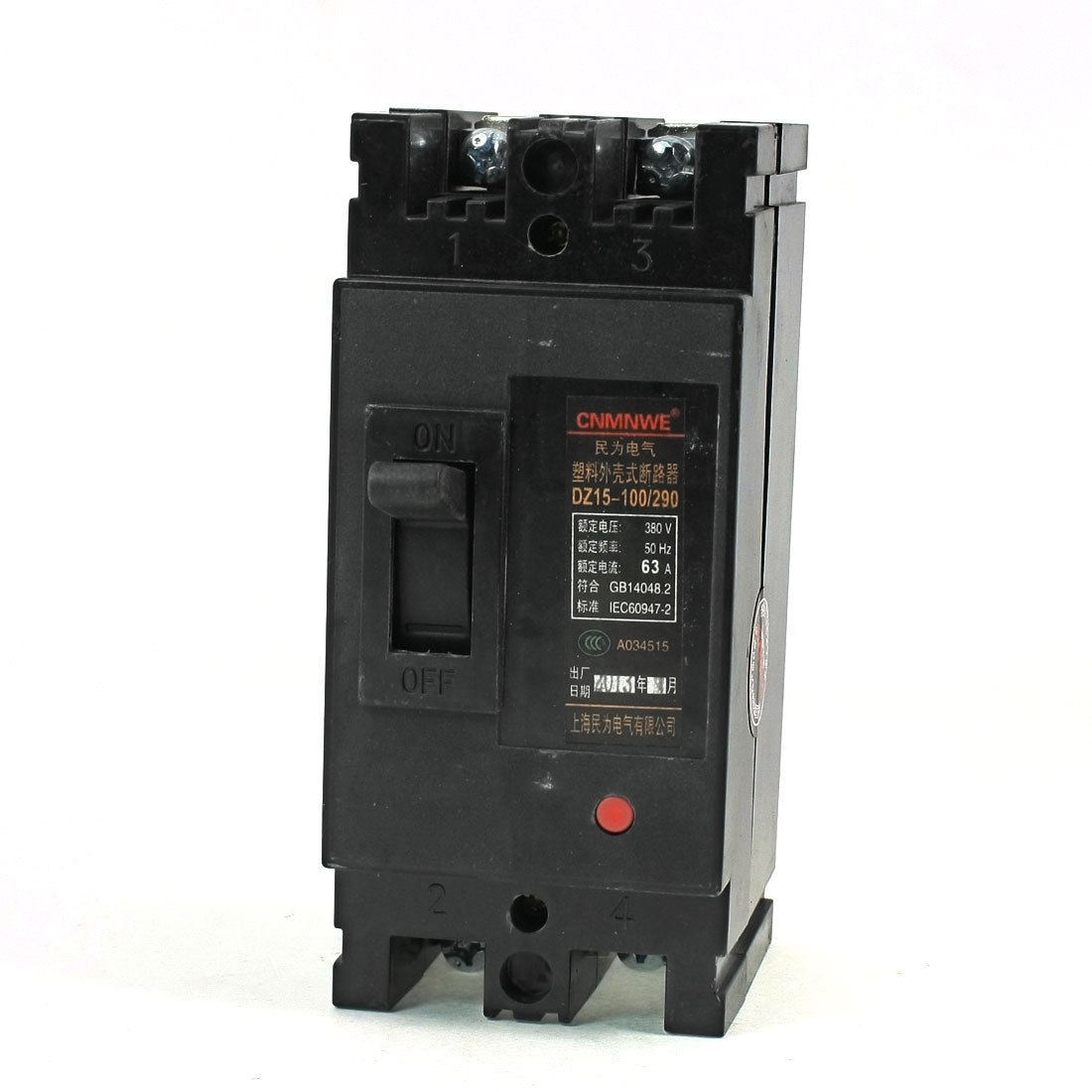 AC 380V 63A 2P 2 Pole MCCB Moulded Case Circuit Breaker DZ15-100/290
