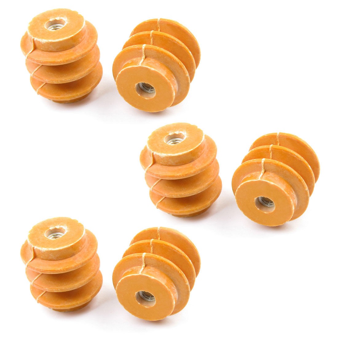 6pcs 660V Water Resistance Busbar Insulator Orange 35mm x 34mm x 8mm