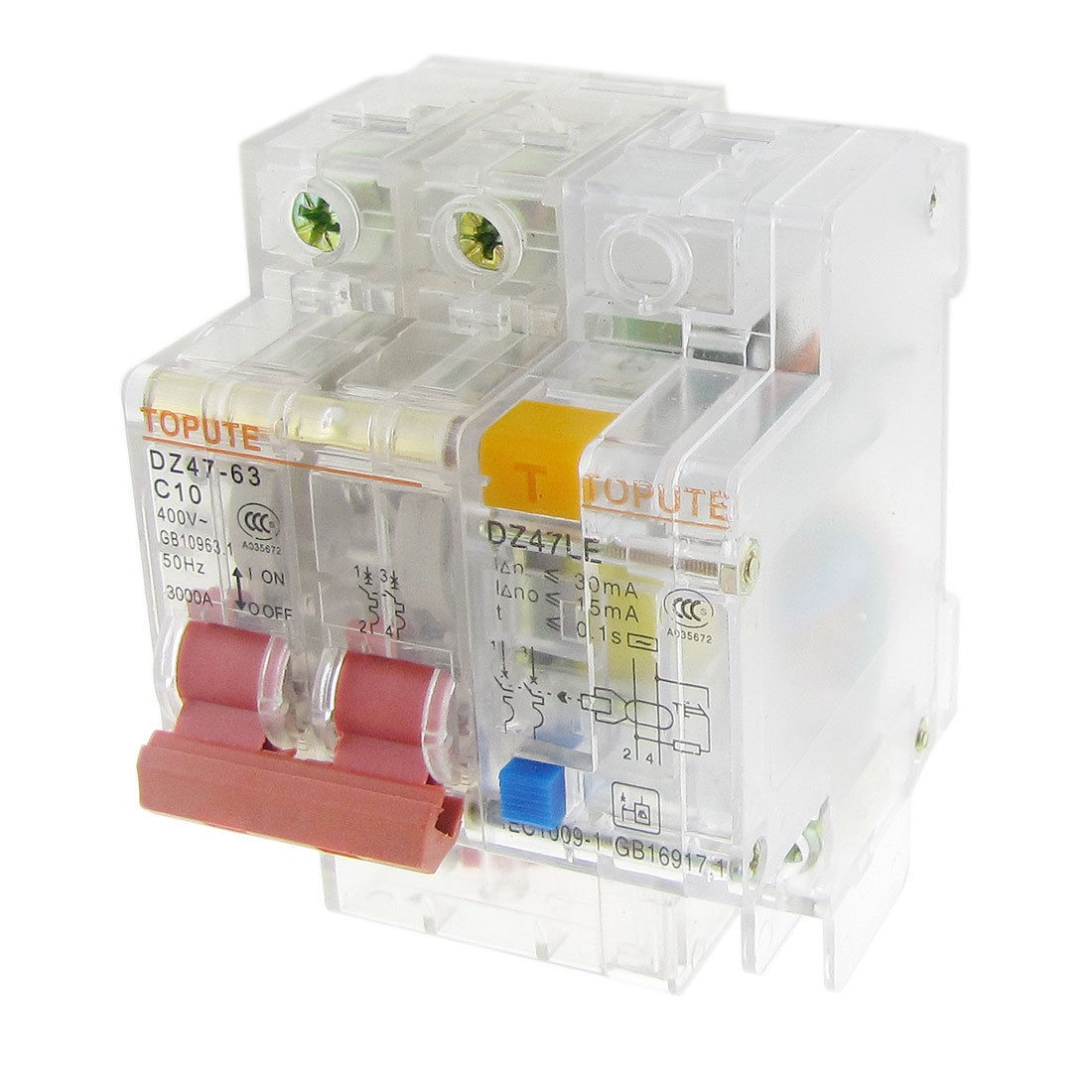 Transparent AC 400V 10A 2 Poles 2P Earth Leakage Circuit Breaker