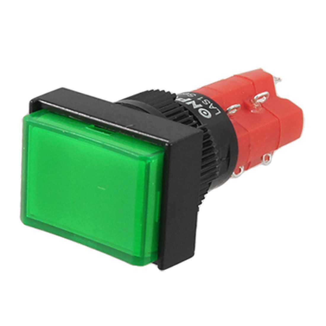 2NO 2NC Rectangle Red Cap Light Indicator Self-locking Push Button Swtich
