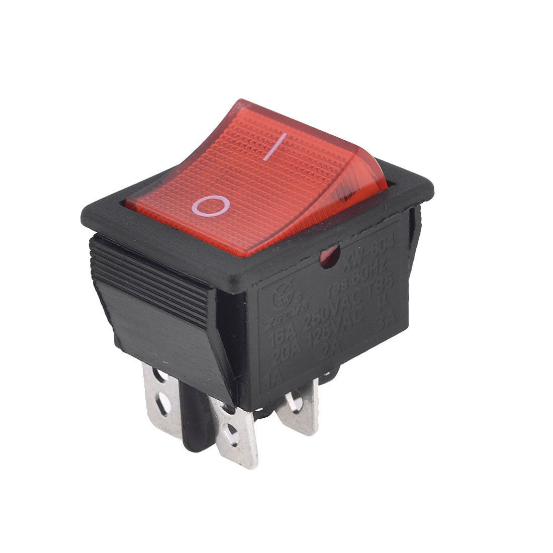 Red Light DPST ON/OFF Snap in Boat Rocker Switch 16A/250V 20A/125V AC 30mmx21mm