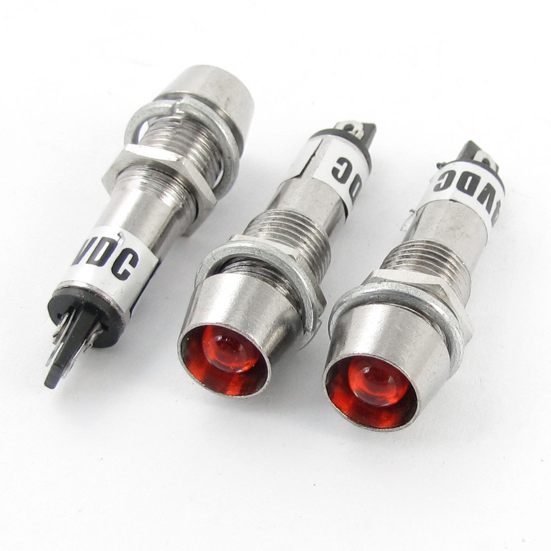 DC 24V Vehicle Aluminum Red LED Indicator Light Interior Lamp Bulb 3PCS