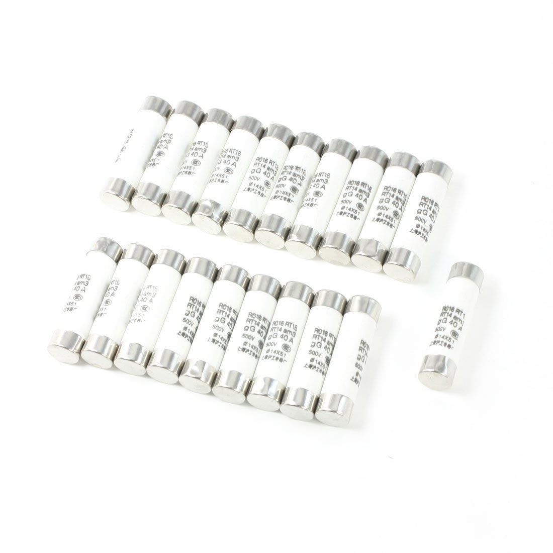 20 Pcs AC500V 40A RO16 RT18 RT14 Ceramic Tube Cylindrical Fuse Link 14mmx51mm