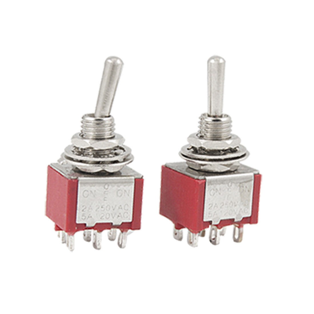 2 Pcs ON-OFF-ON DPDT Toggle Switches AC 120V/5A AC 250V/2A 