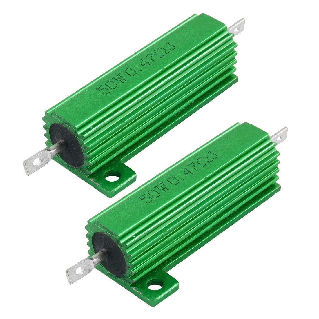 50W 0.47 Ohm Screw Tap Mounted Aluminum Housed Wirewound Resistors 2 Pcs