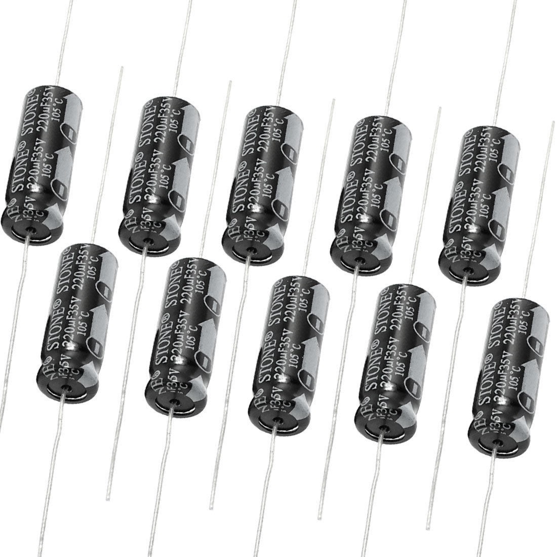 10 Pcs 220uF 35V 105C Aluminum Electrolytic Capacitor 8mmx20mm
