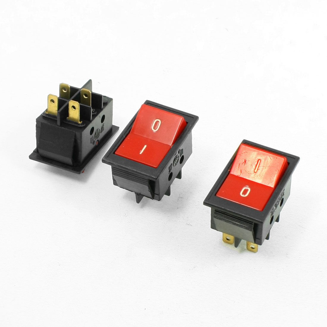 3 Pcs Red Button On/Off DPDT Boat Rocker Switch 6A/250V 10A/125V AC