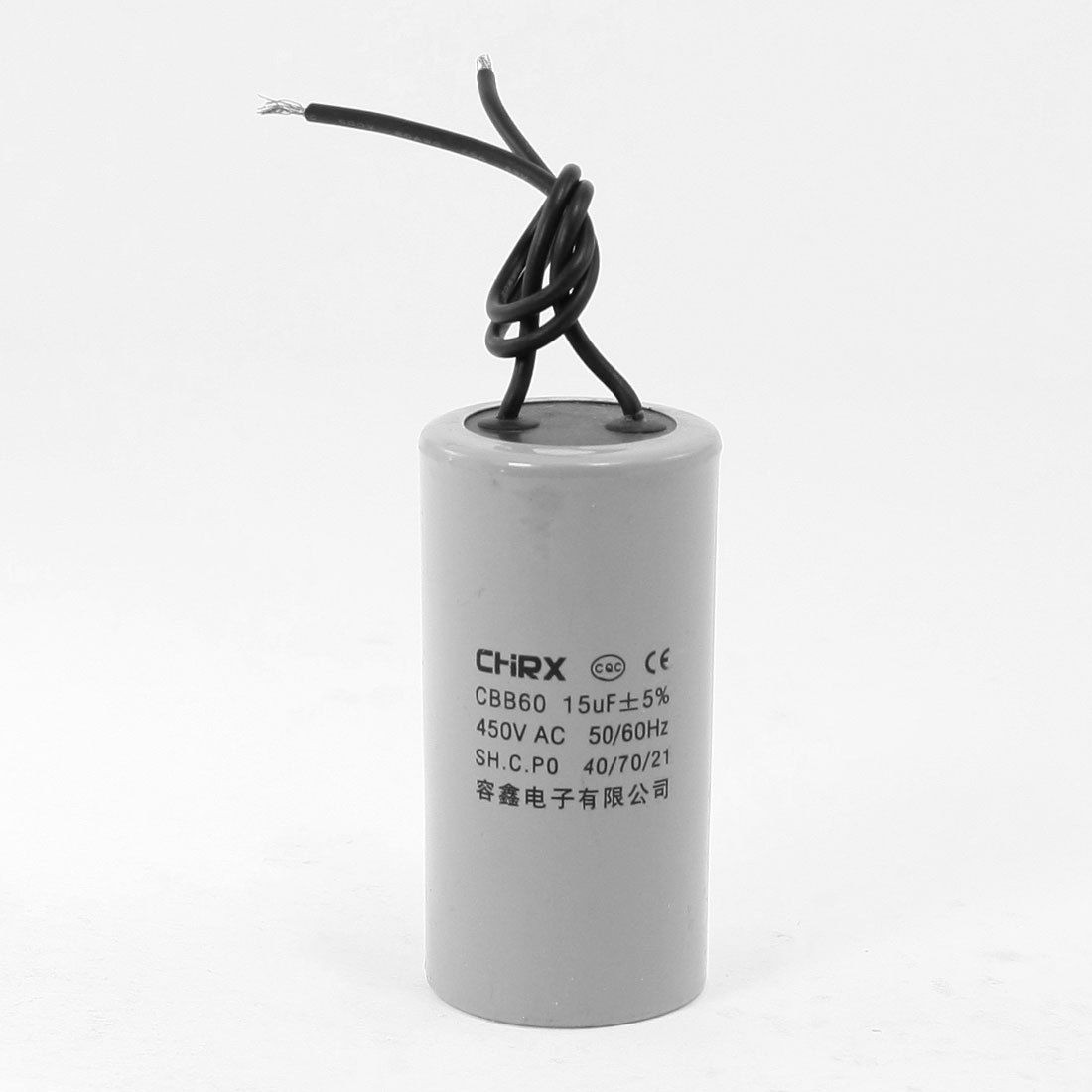 CBB60 AC 450V 15uF Polypropylene Film Motor Running Capacitor Gray