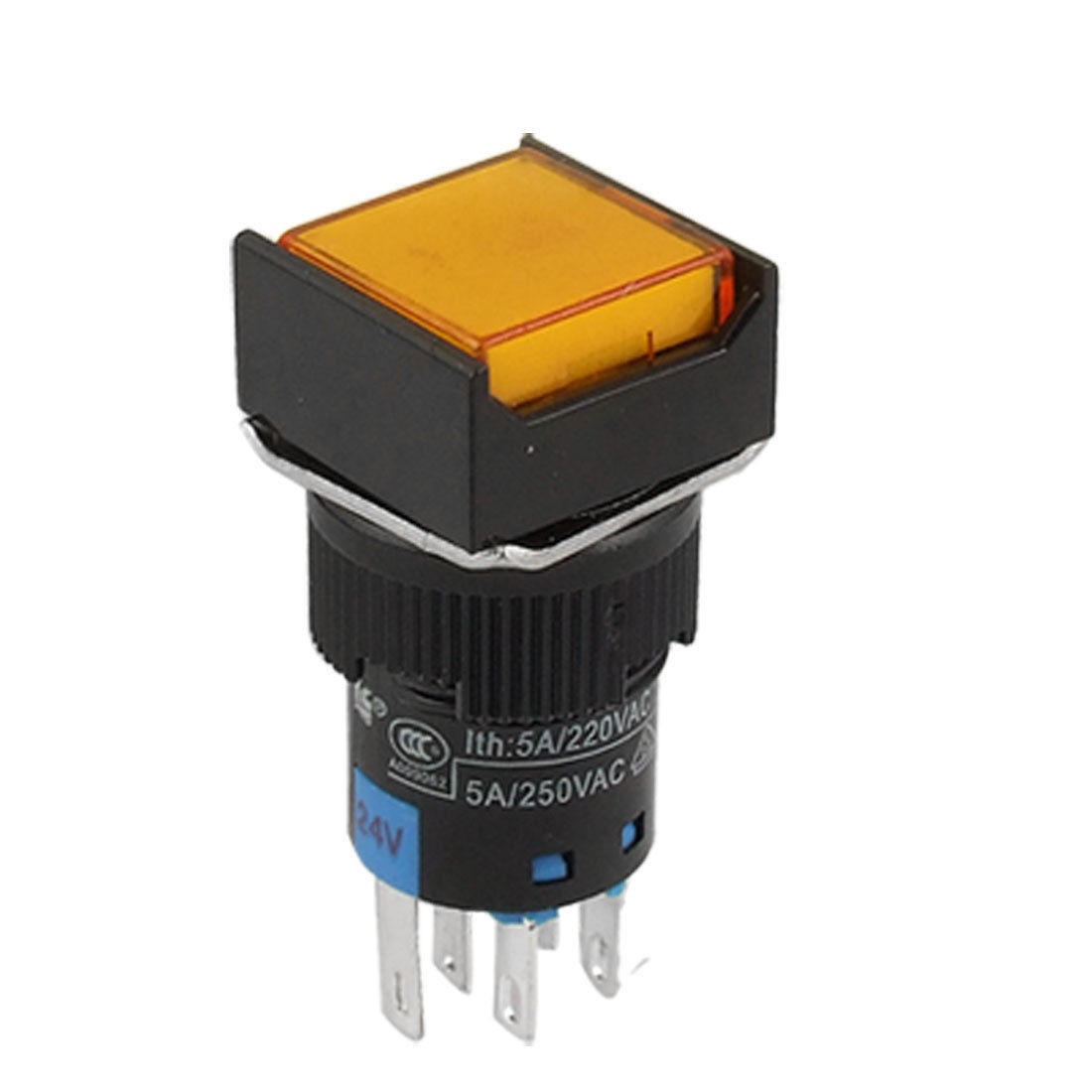 DC 24V Orange Light Lamp Self-locking Pushbutton Switch