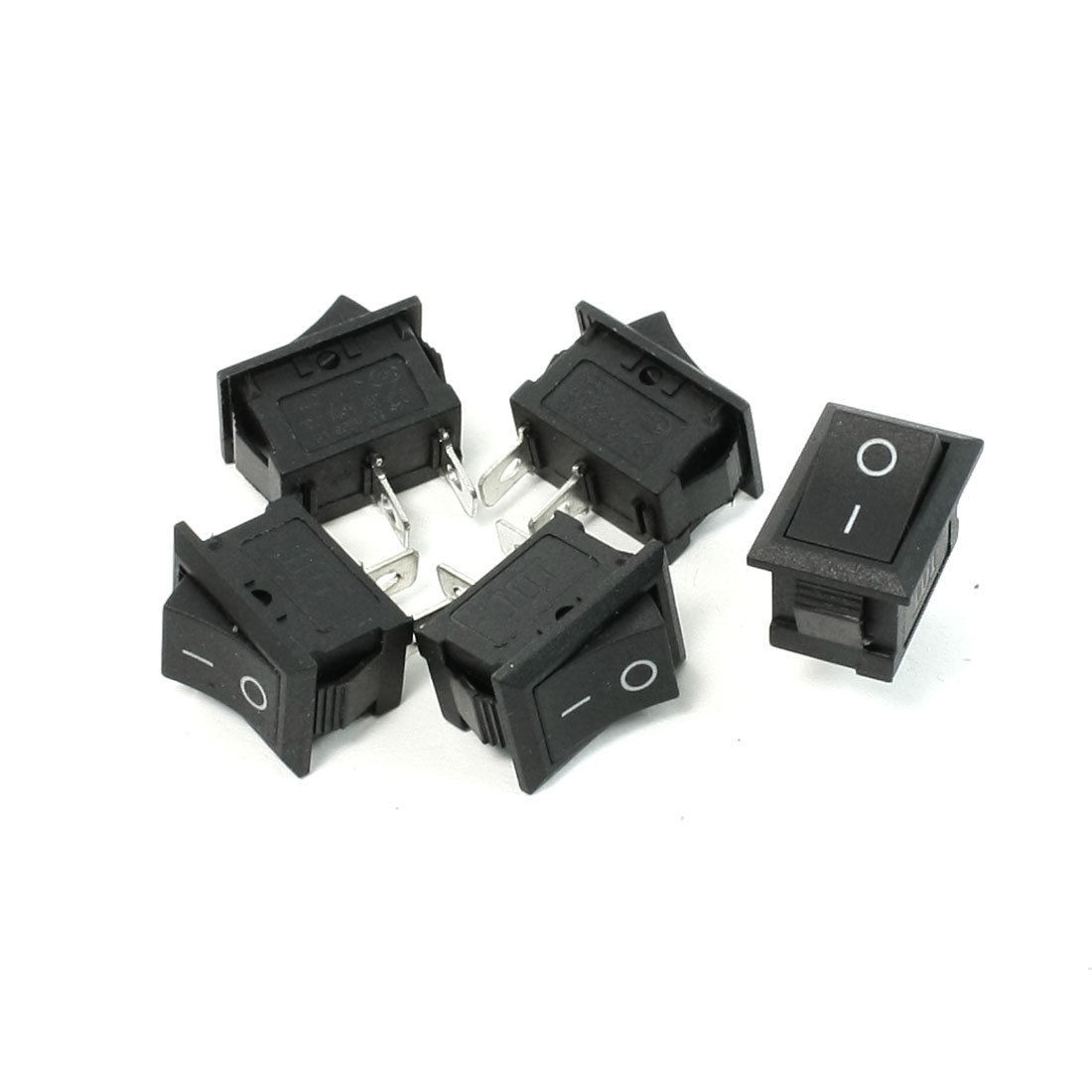 5 Pcs AC 6A/250V 10A/125V SPST 2 Pins I/O Snap In Boat Rocker Switch
