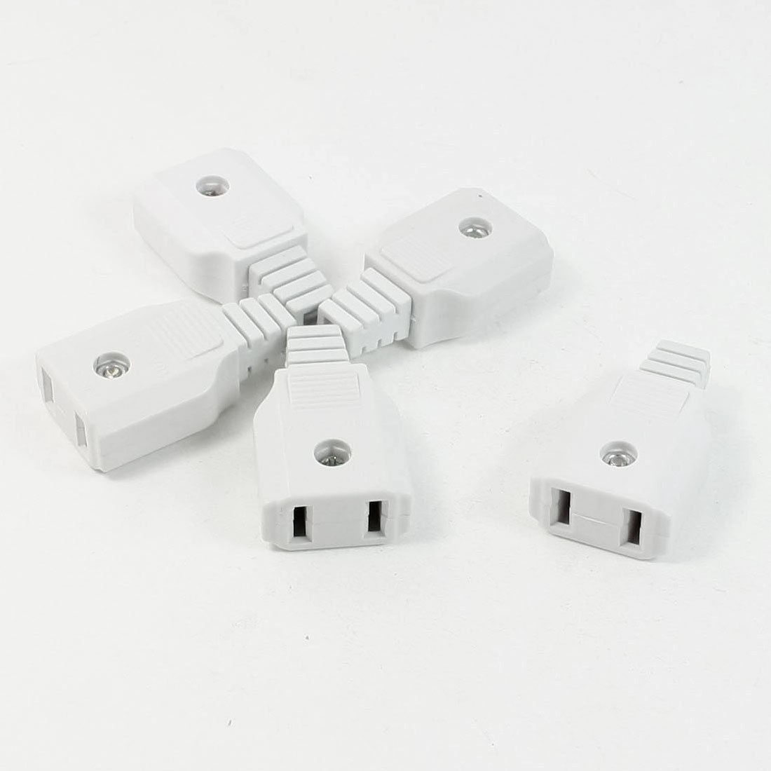 5 Pcs AC 125V 10A US 2 Pin Socket Power Adapter Connector White