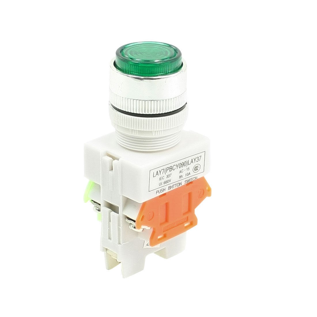 Light Indicator Latching Push Button Switch 660VAC 10A 1NO 1NC DPST Y090-11DN