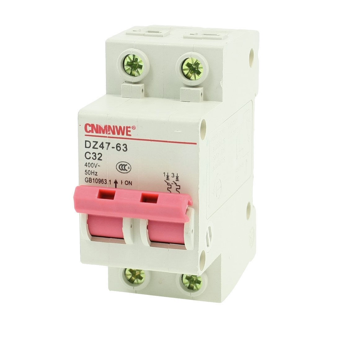 DIN Rail Mount 2 Poles Miniature Circuit Breaker 400VAC 32A 6000A DZ47-63