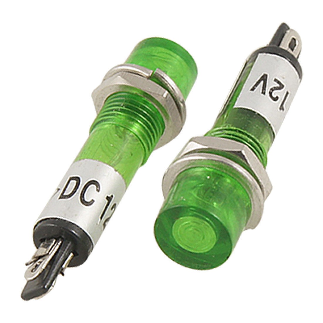 5 Pcs 2 Pins Terminals Green Light Signal Indicator Lamp New DC 12V