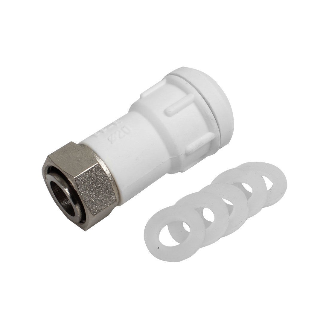 21mm Slip 1/2"PT Brass Tone Metal Female Thread White PPR Straight Connector