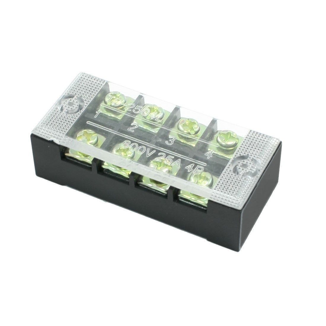 600V 25A Dual Row 4 Positions Barrier Screw Terminal Block