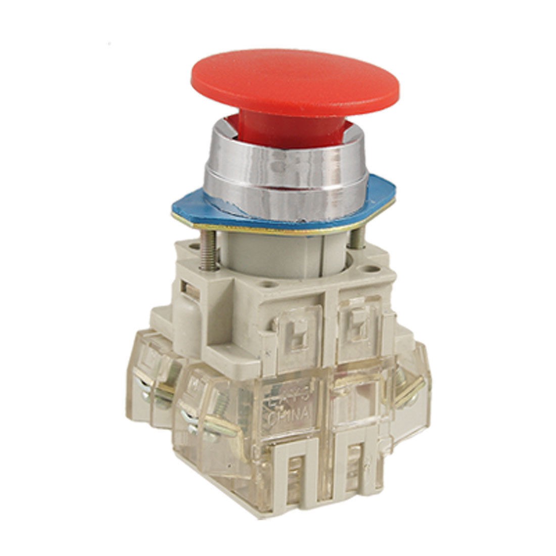 35mm Red Sign Momentary Mushroom Push Button Switch 1 NO 1 NC 4 Screw Terminal