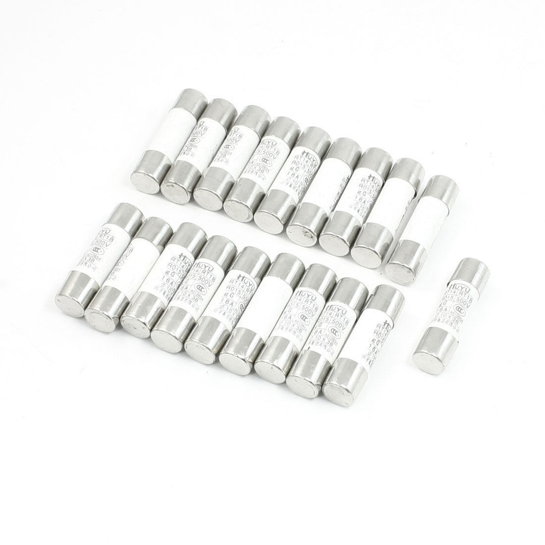 10mm x 38mm Quick Fast Blow Ceramic Fuse Link 16A 500V AC RT14 RT18 R015 20 Pcs