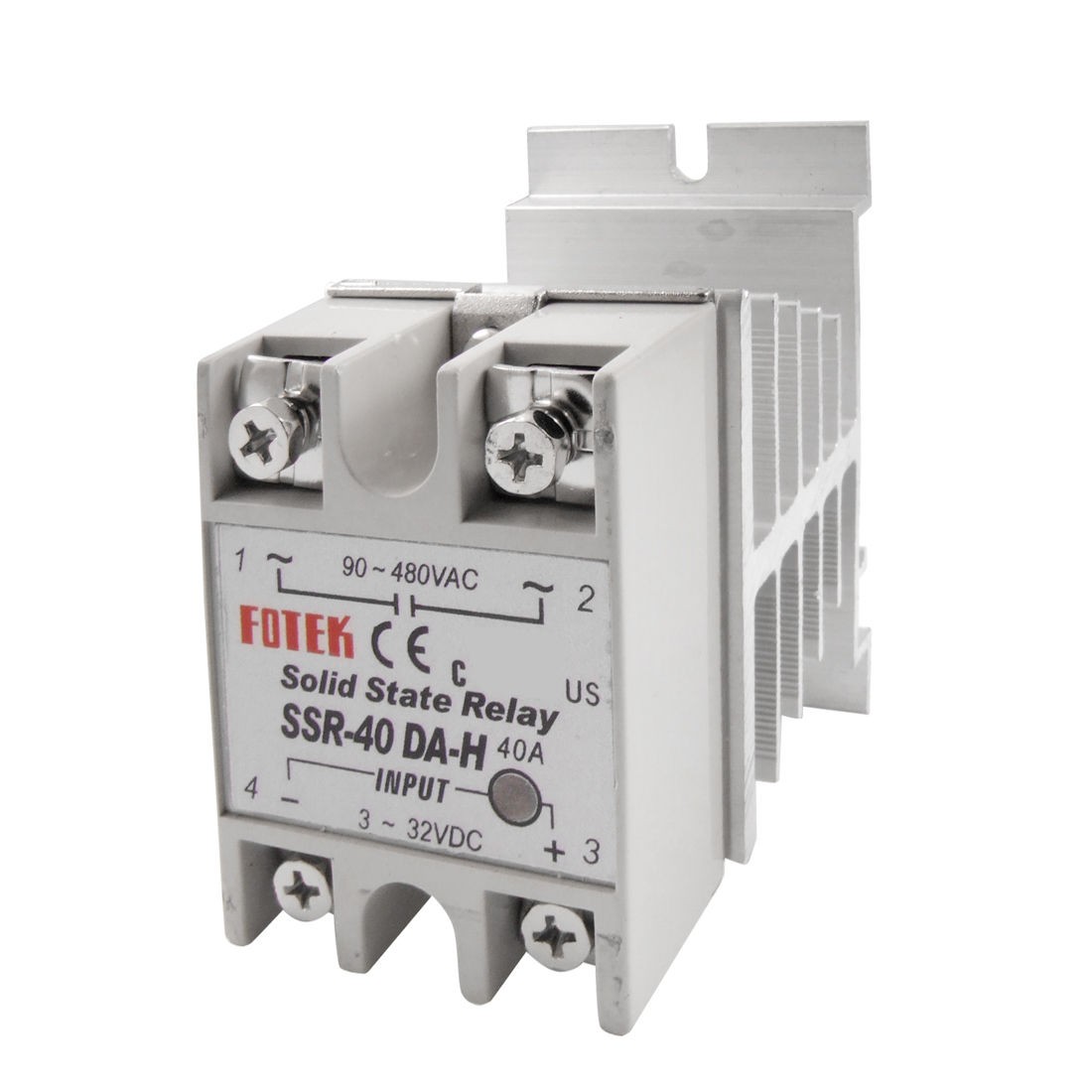 Single Phase Solid State Relay SSR-40DA-H 40A 3-32V DC 90-480V AC + heat sink