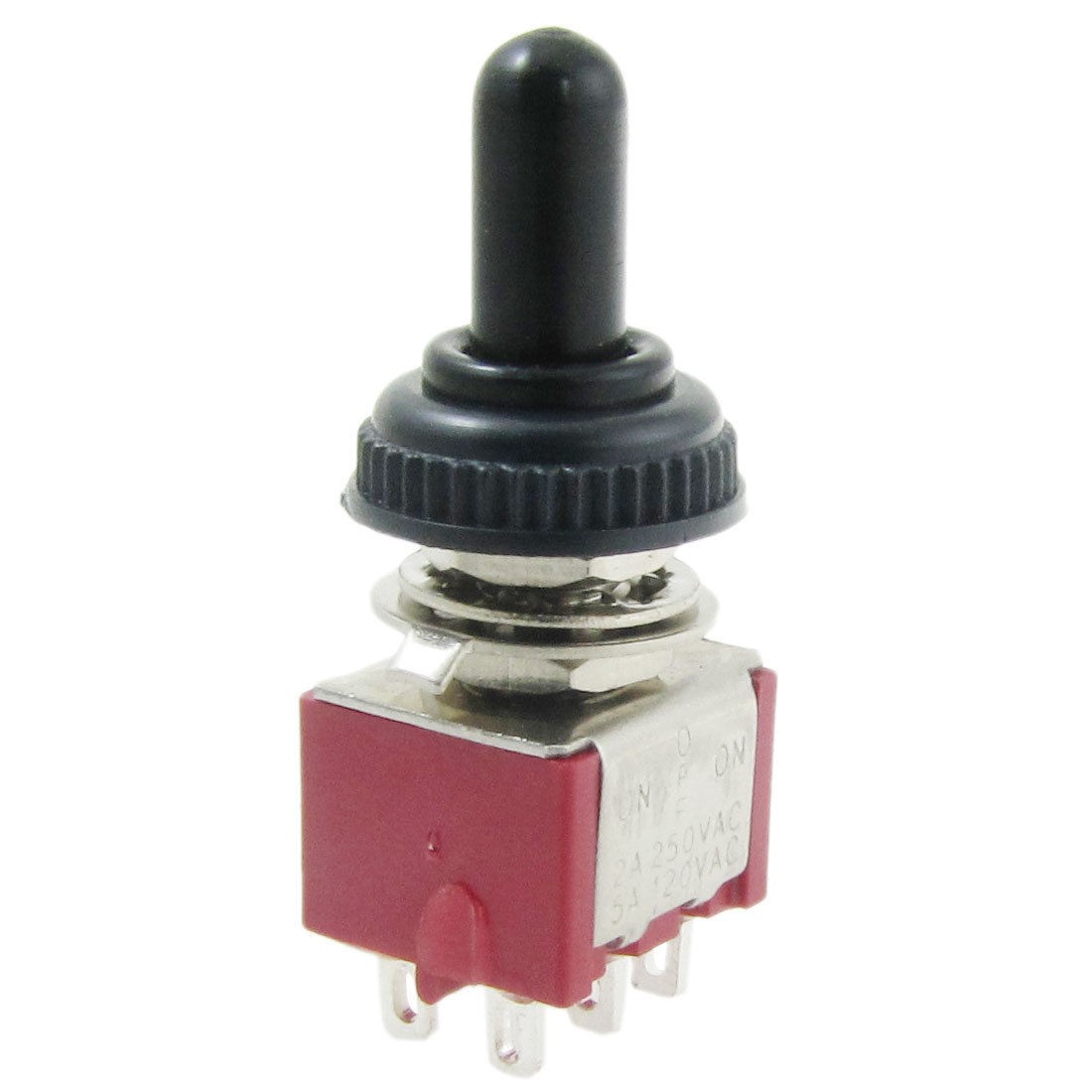 AC 250V 2A 120V 5A ON/OFF/ON 6 Pins DPDT Toggle Switch w Waterproof Cover Cap