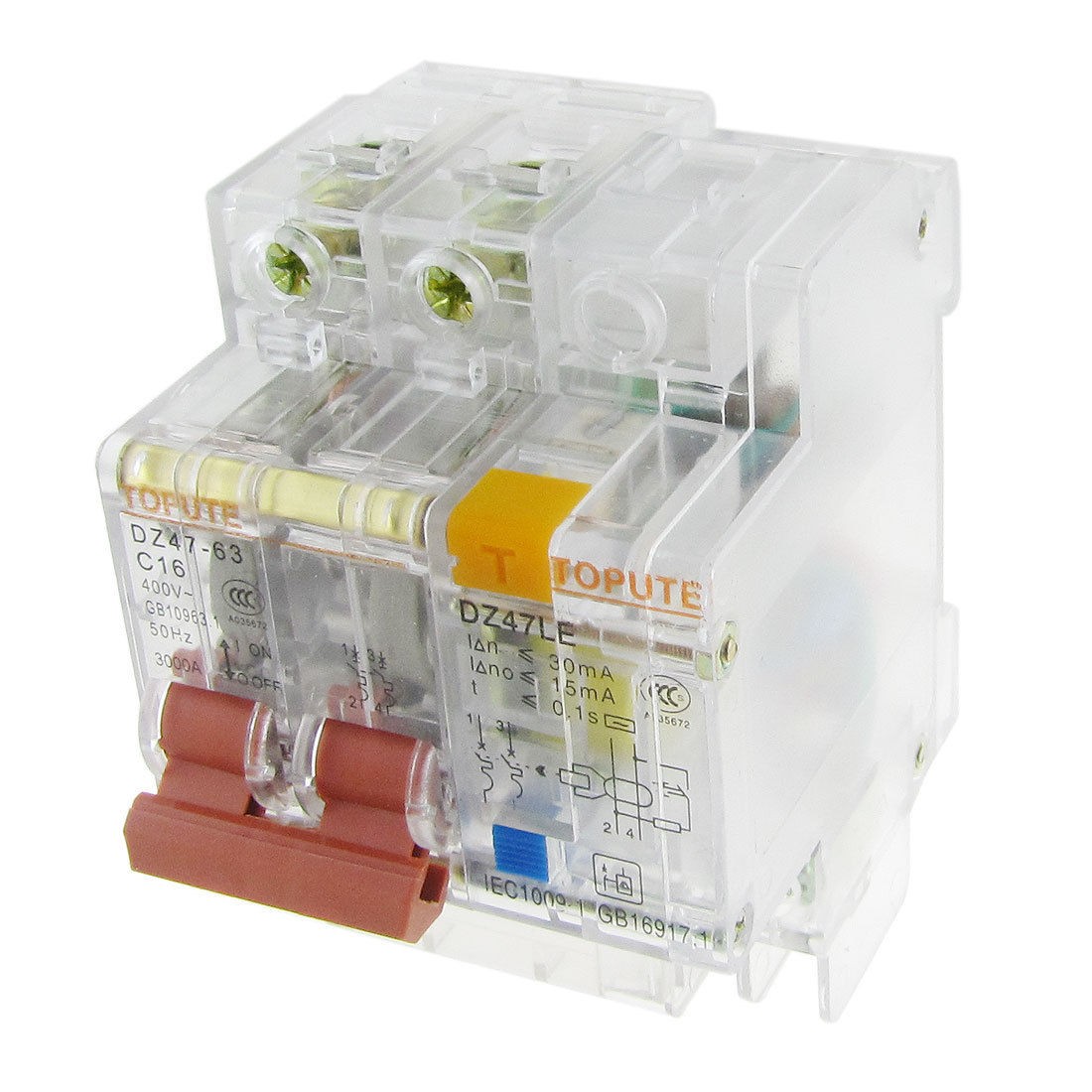 Transparent AC 400V 16A 2 Poles 2P Earth Leakage Circuit Breaker