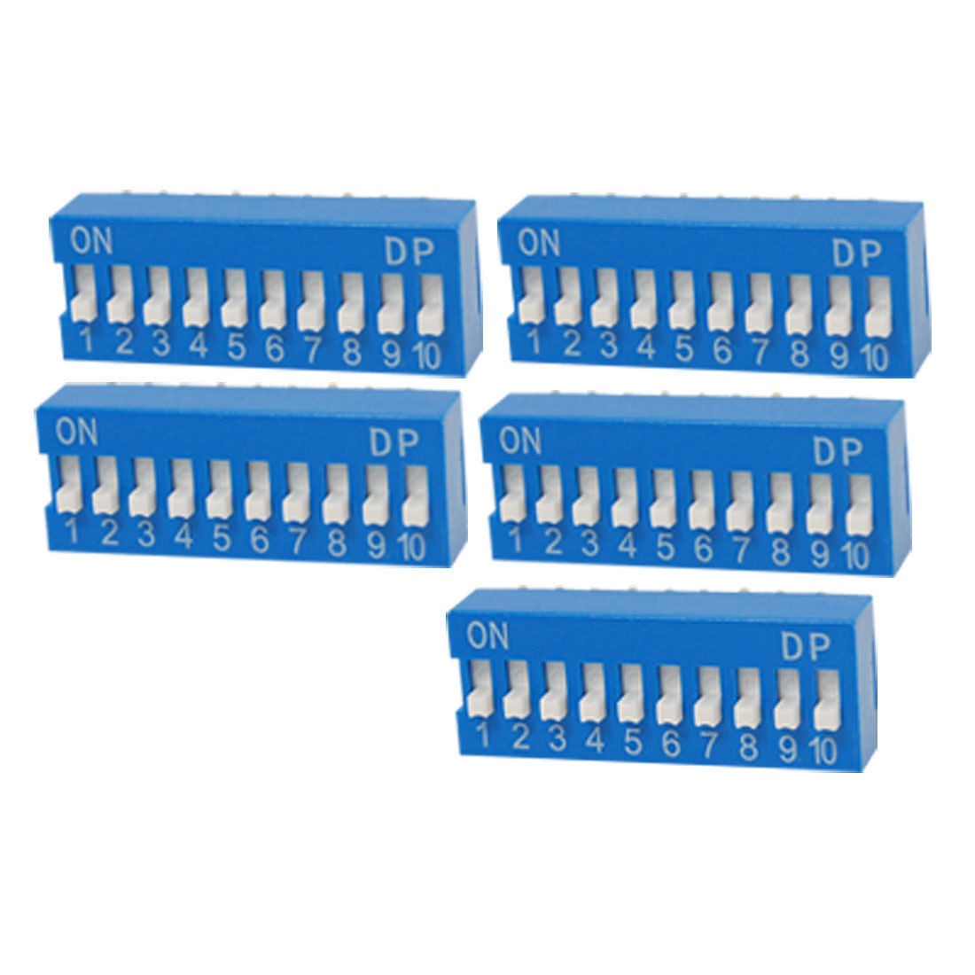 5 Pcs 2.54mm Pitch 10 Position Slide Type DIP Switch Blue Yltyt
