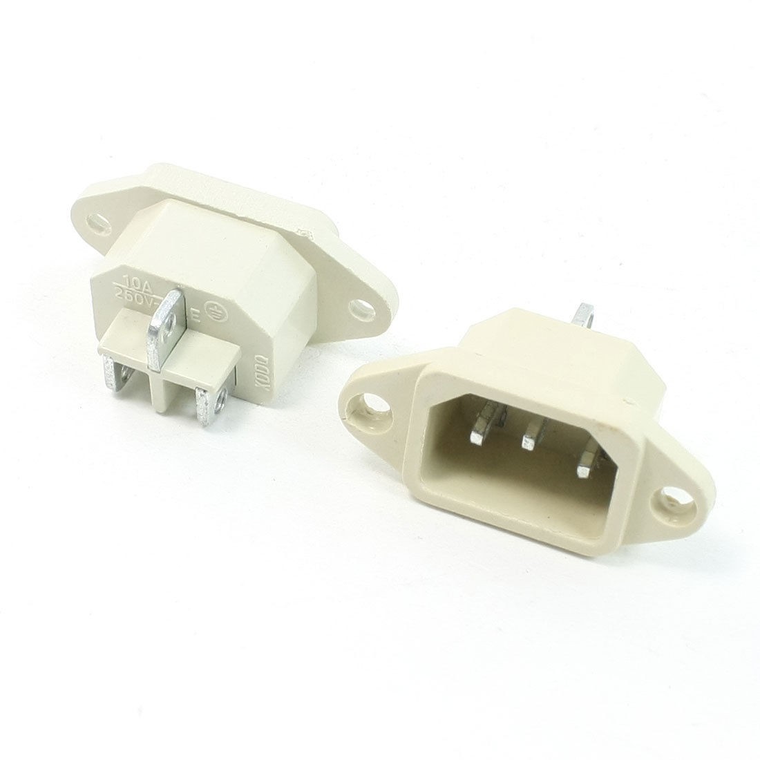 2 Pieces White 250V 10A C14 Power Supply Plug Adapter