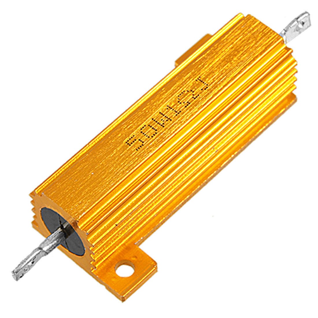 50W 1 Ohm 5% Chassis Mount Aluminium Clad Resistor Gold Tone