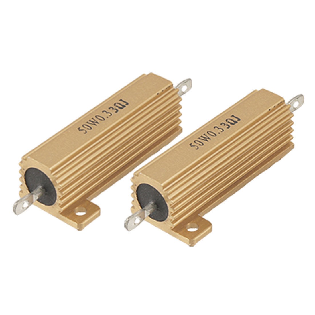 2 Pcs Screw Tabs Aluminum Housed Resistors 0.33 Ohm 50W