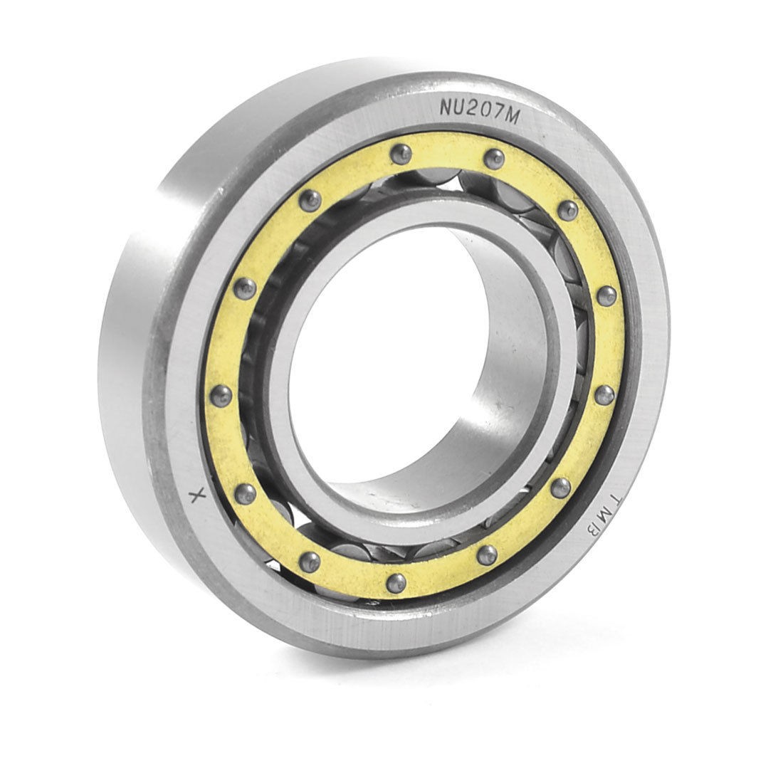37mm x 70mm x 15mm Silver Tone Metal Cylindrical Roller Bearing NU207M