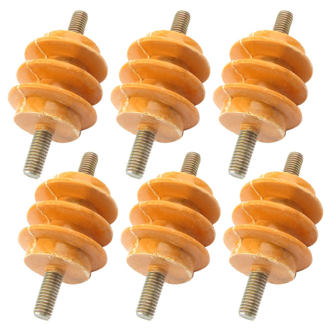 6pcs 660V Water Resistance Busbar Insulator Orange 50mm x 46mm x 8mm