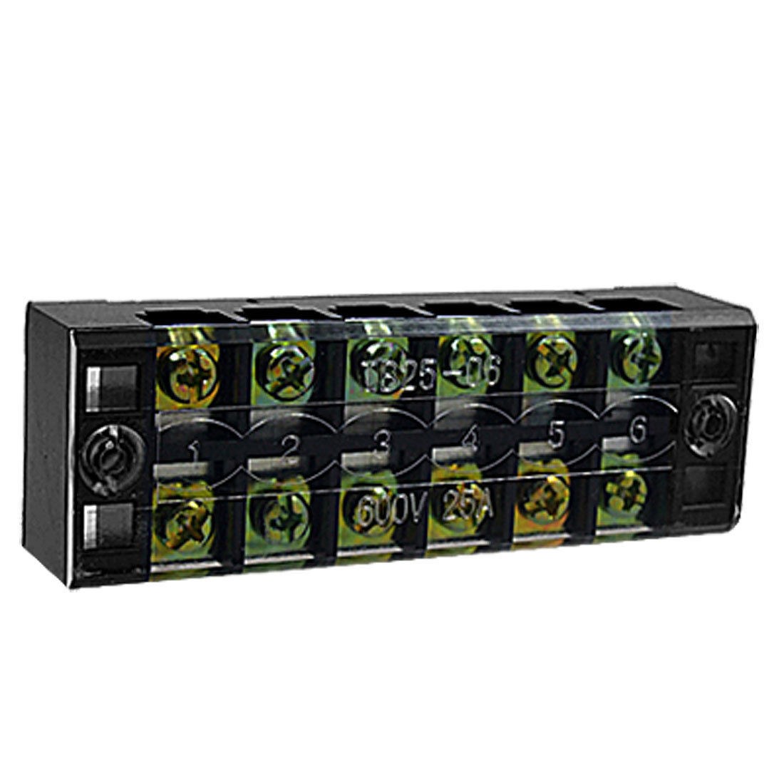 25A 6 Position Dual Row Screw Terminal Barrier Block Jlbwa