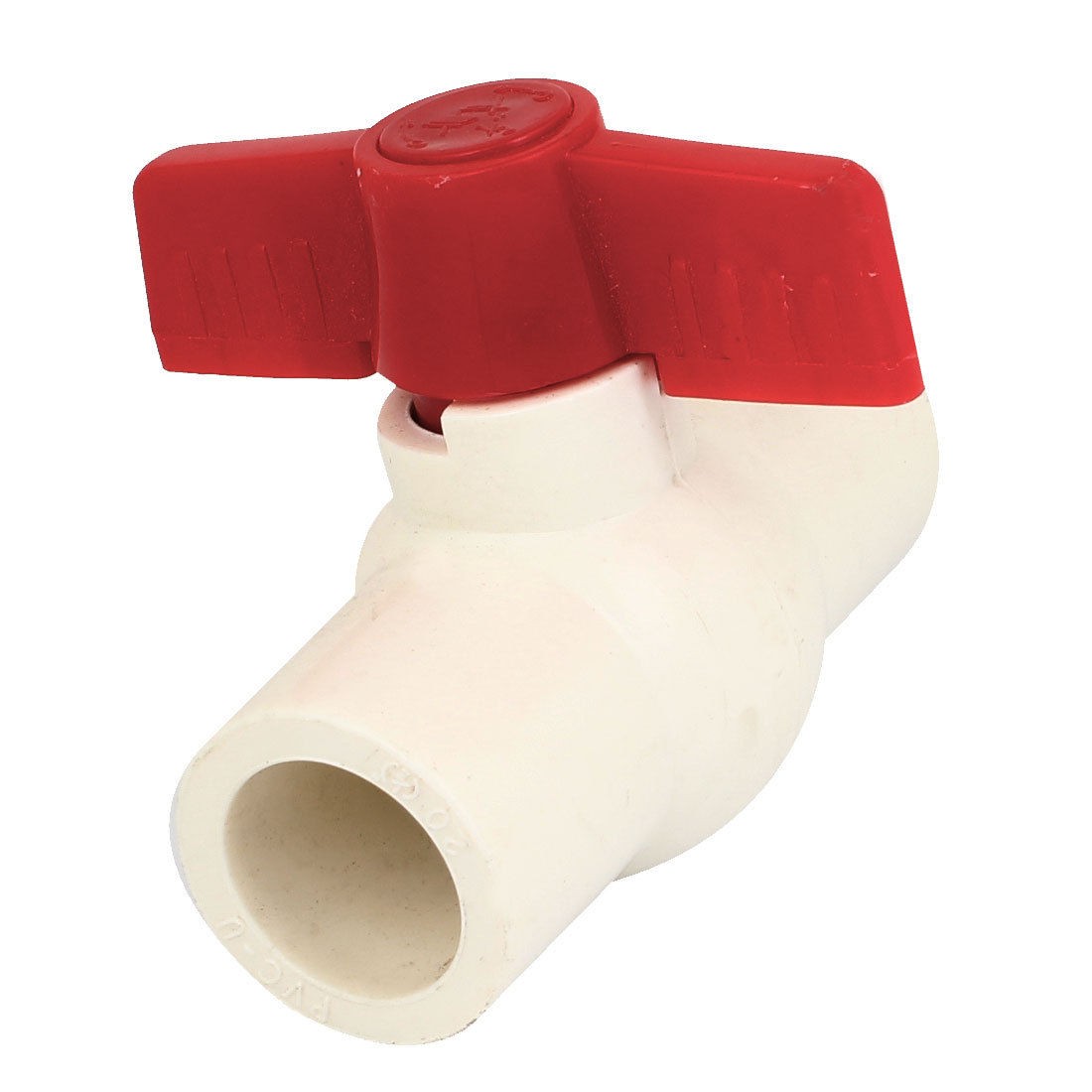 Replacement 1/2" x 1/2" Slip White Plumbing PVC Ball Valve w Red T Handle