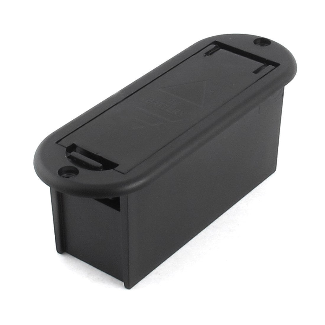 Black Plastic 2-Wires 9V Battery Holder Case Box w Cap
