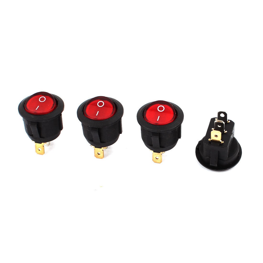 4pcs SPST on Off 3 Pins Round Button Boat Rocker Switch AC 250V 6A 125V 10A