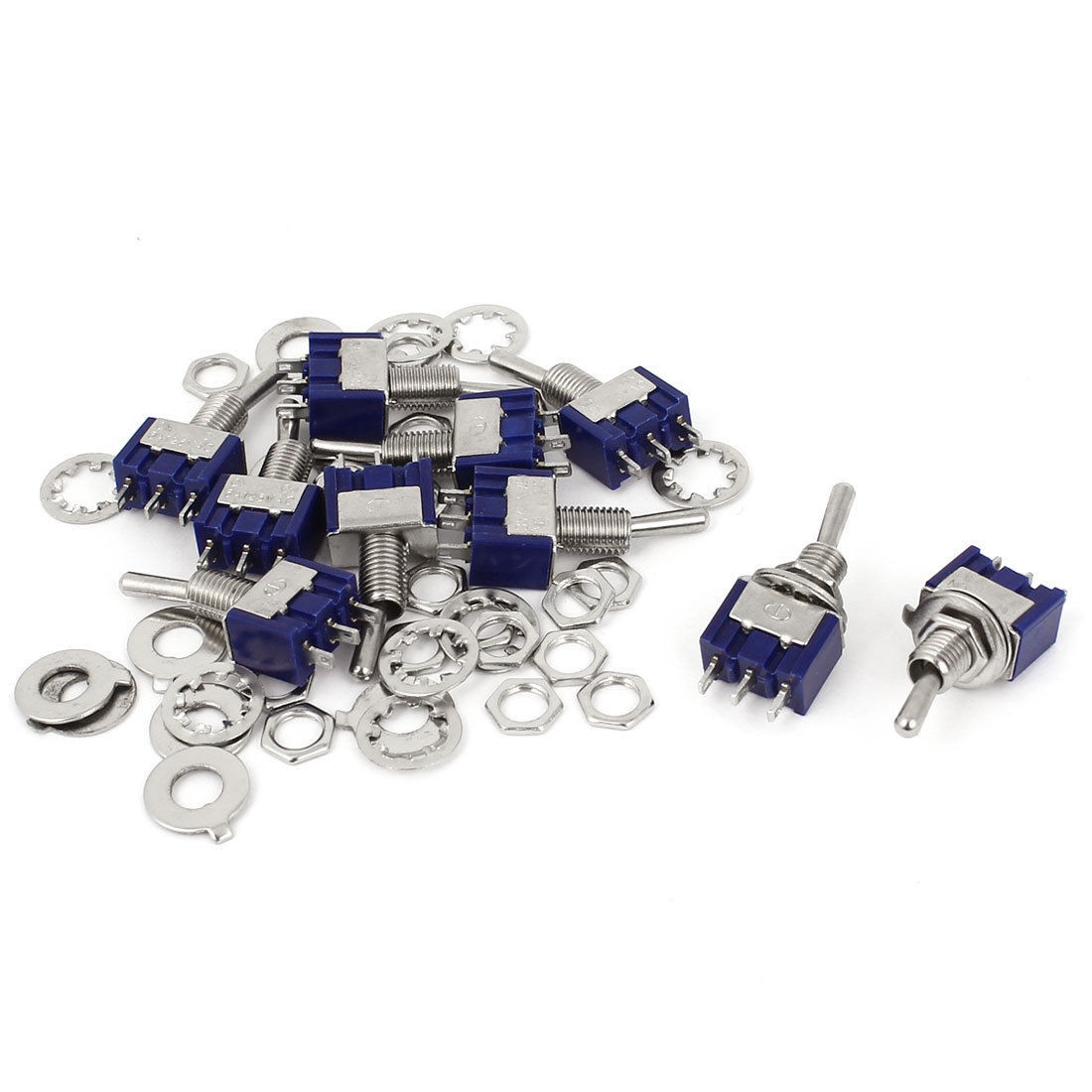 10 Pcs Blue 2POSITIONS 3 Pin SPDT on on Mini Toggle Switch 6A AC125V