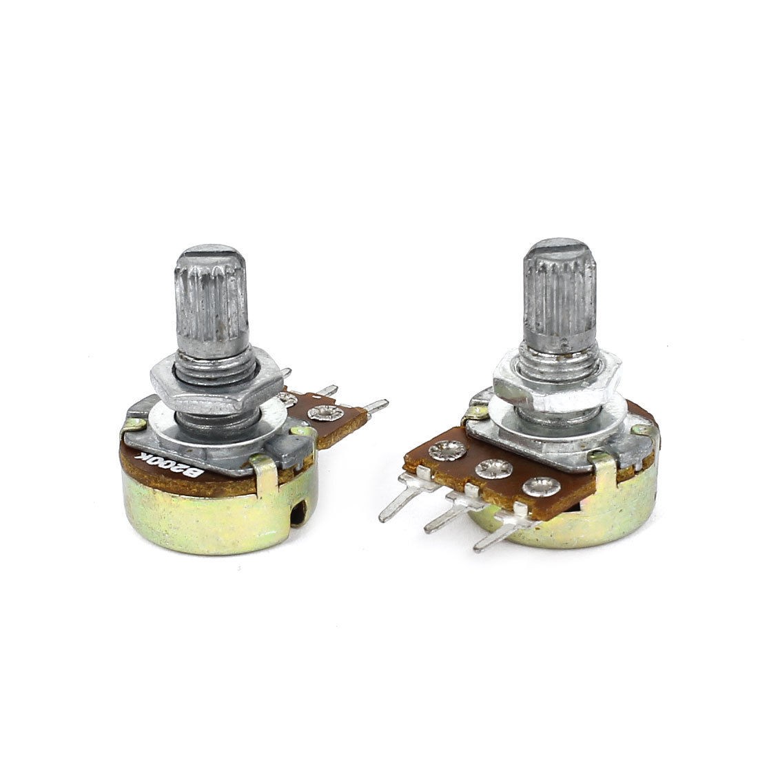 2pcs B200K 200K Ohm 3 Terminals Rotary Audio B Type Potentiometer Pot