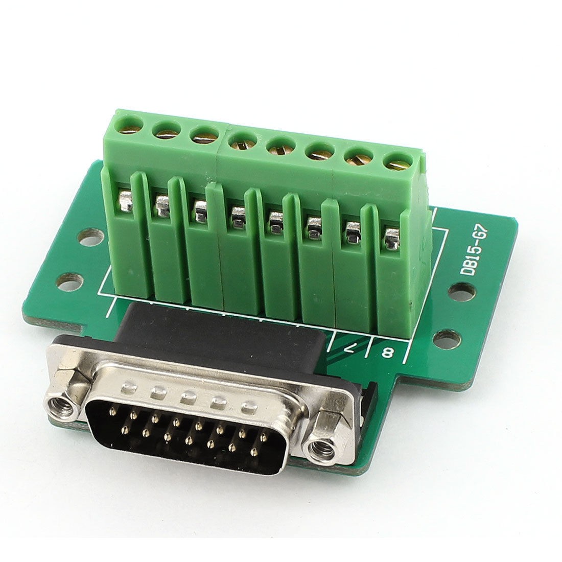 DB15 D Sub 2 Row 15pin Port Male Plug to 8 Position Terminal Breakout PCB Board