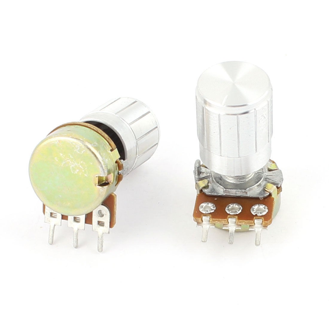 Metal 2 Pcs B1K 1K Ohm 3 Terminals Rotary Audio Single Linear Potentiometer Pot