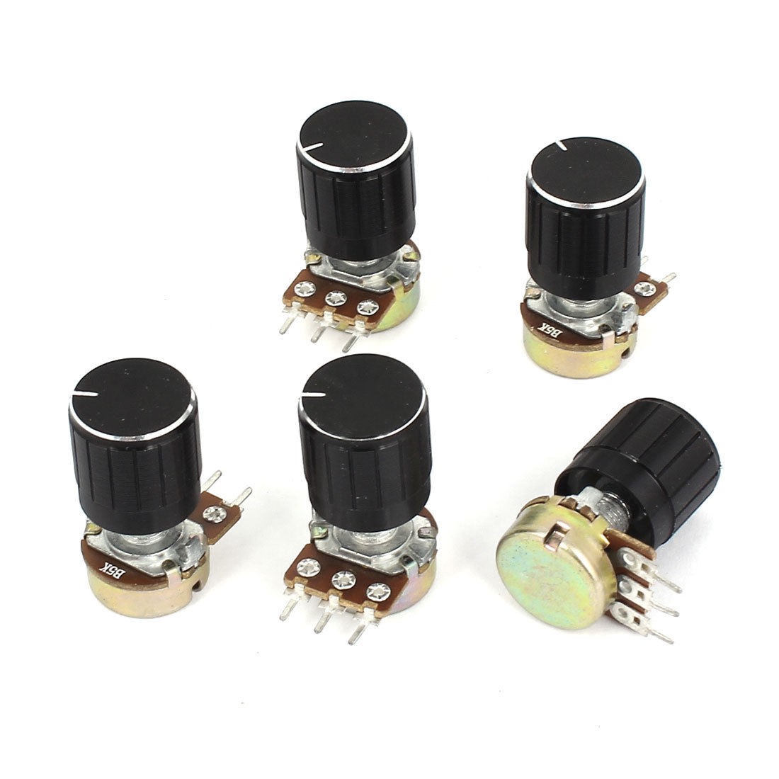 5pcs B5K 5K Ohm 3 Terminals Rotary Audio B Type Potentiometer Pot