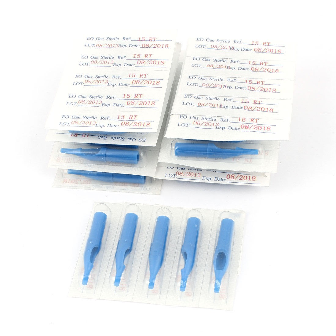 50 Pcs Disposable Tattoo Tip Tube Nozzle 15R Blue for Round Liner Shader Needles
