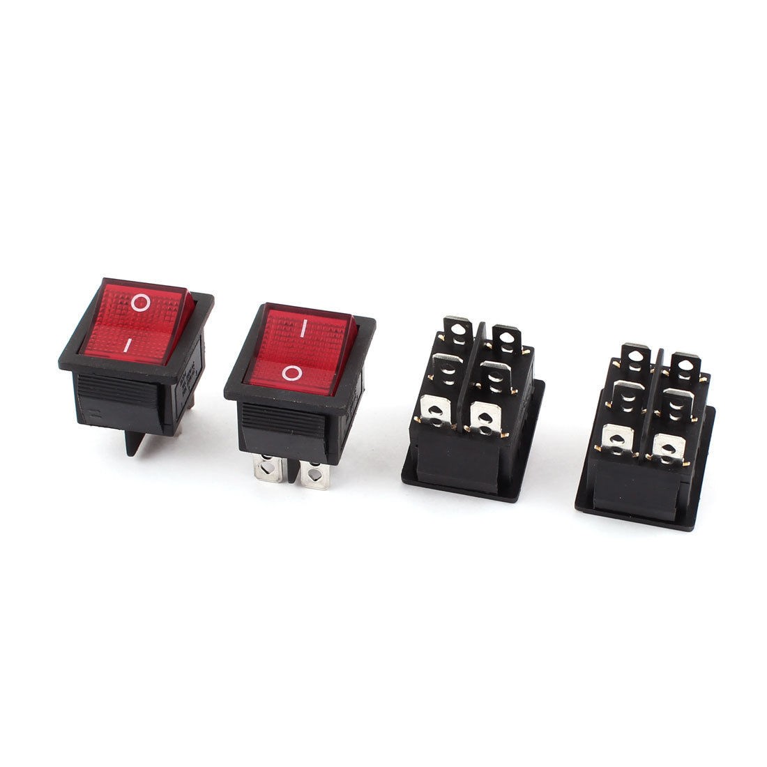 AC 250V 15A 125V 20A Red Lamp DPST DPDT 4pin 6pin on Off Rocker Switch 4pcs