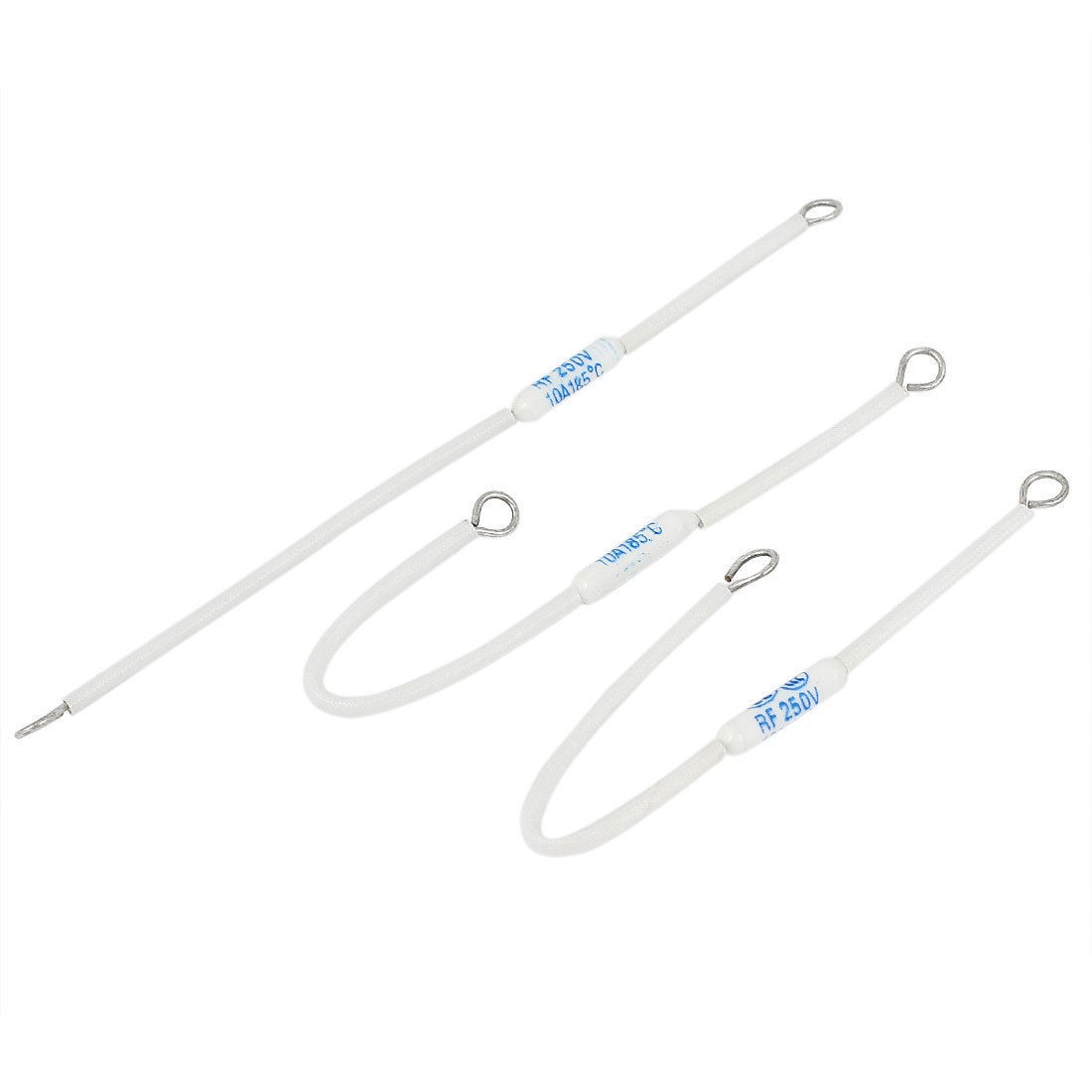 3Pcs 5.1" Long 250V 10A 185 Celsius Circuit Cut Off Temperature Thermal Fuse