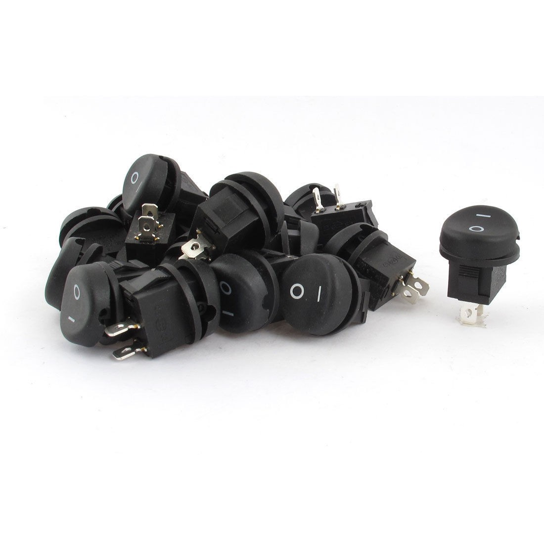 20 Pcs on Off Snap Round Rocker Switch Black AC 125V 10A 250V 6A
