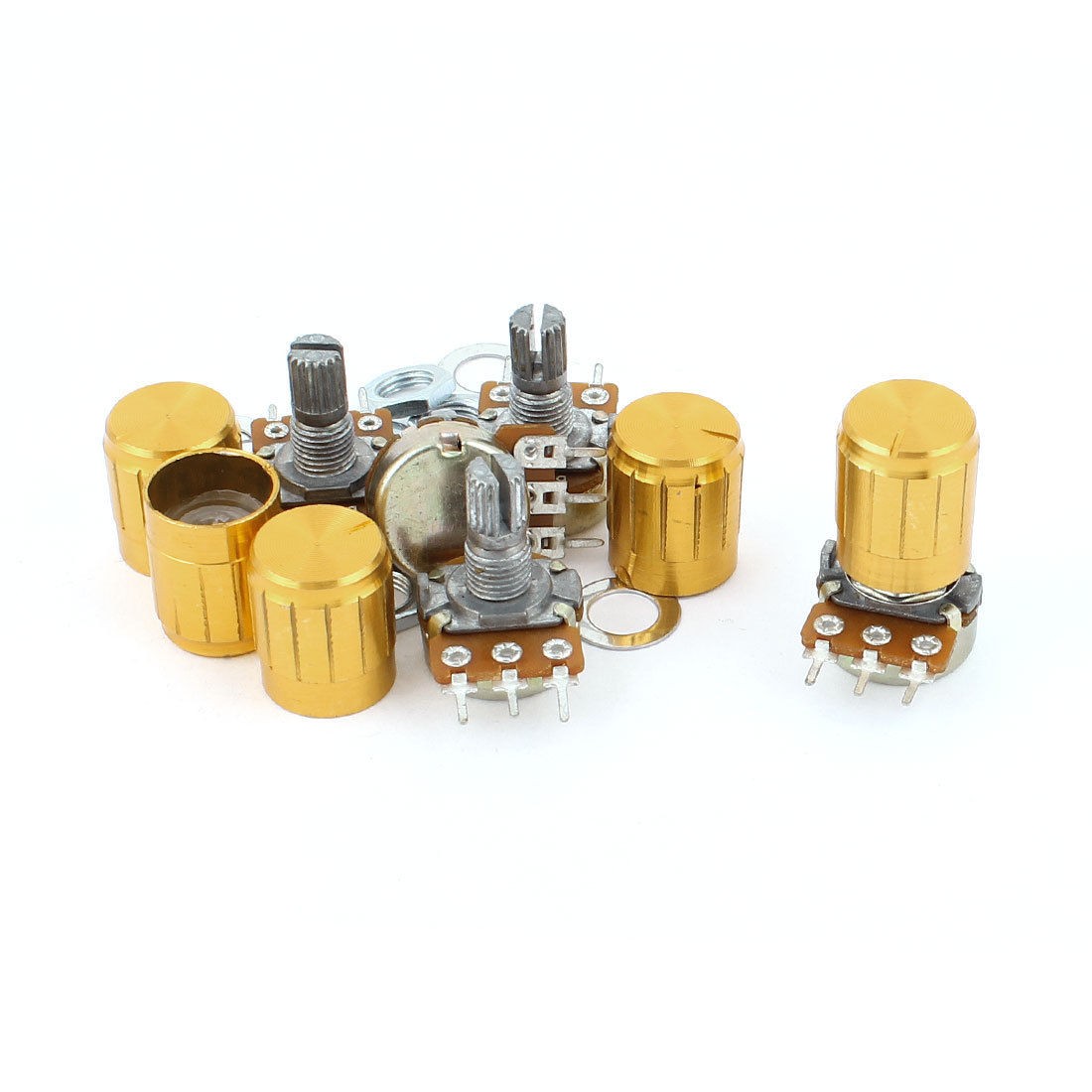 5 Pcs 500K Ohm Linear Taper Rotary Potentiometer 500KB B500K Pot w Knobs