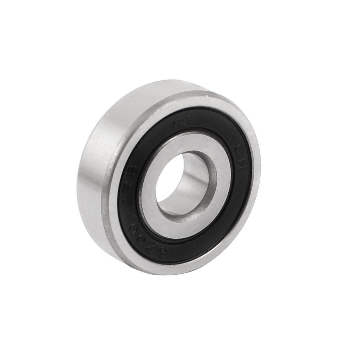 6200 2RS 10mm Inner Dia Deep Groove Radial Ball Bearing Silver Tone Black